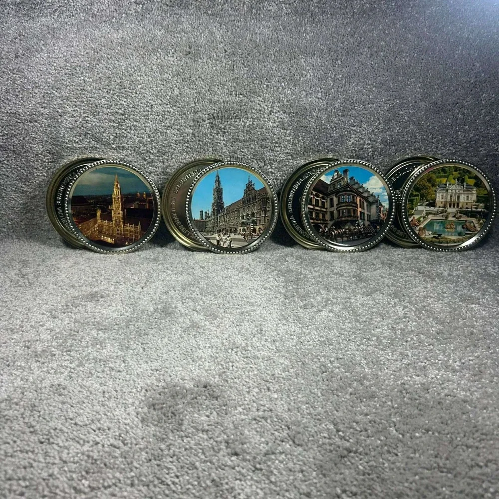 Frankonia‎ Schokotaler Tins Gold German Landmark Souvenir Set of 4 - Empty